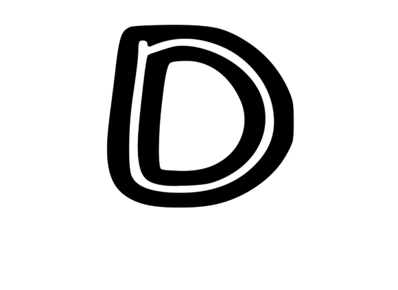 Bold Outlined Comic Mono Letter D for Graphics and Crafts