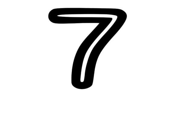 Bold Outlined Comic Mono Number 7 for Graphics & Crafts