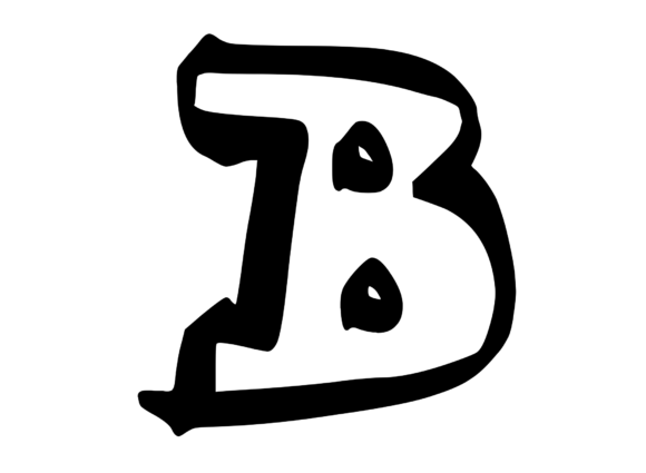 Bold Punk Hand Drawn Mono Letter B for Graphics and Crafts