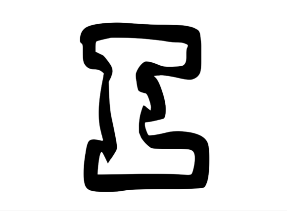 Bold Punk Hand Drawn Mono Letter E for Graphics and Crafts