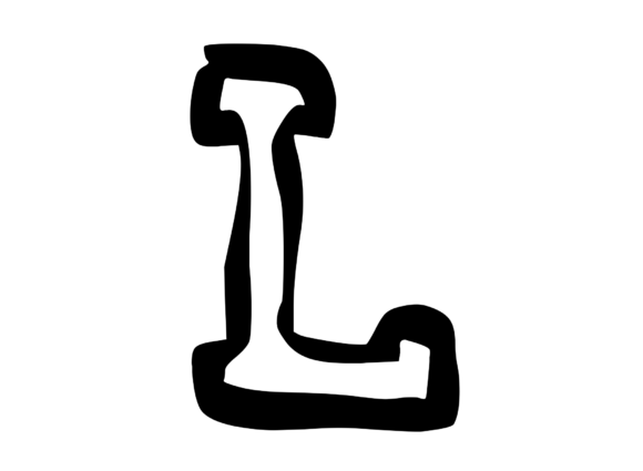 Bold Punk Hand Drawn Mono Letter L for Graphics and Crafts