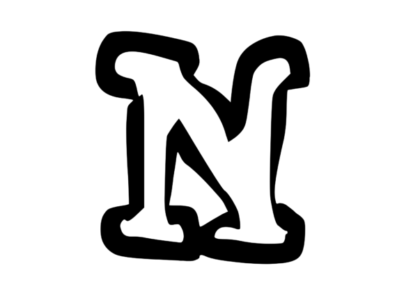 Bold Punk Hand Drawn Mono Letter N for Graphics and Crafts