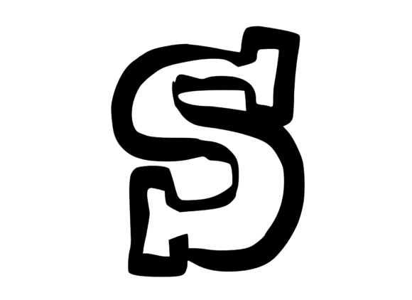 Bold Punk Hand Drawn Mono Letter S for Graphics and Crafts