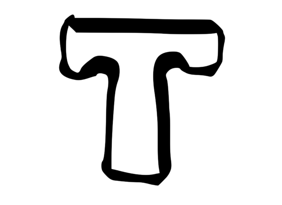 Bold Punk Hand Drawn Mono Letter T for Graphics and Crafts