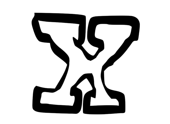 Bold Punk Hand Drawn Mono Letter X for Graphics and Crafts