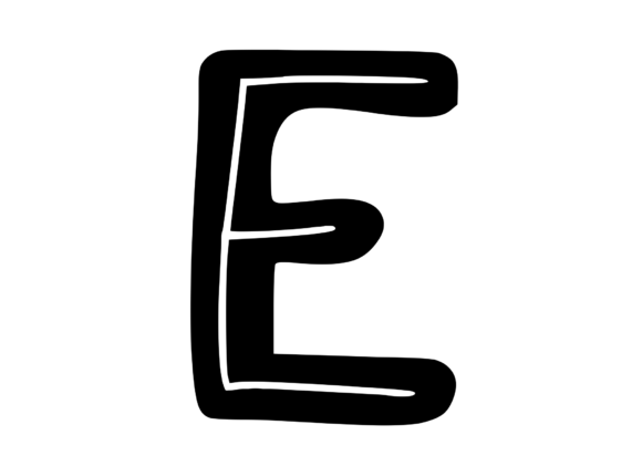 Funky Bold Skeleton Letter E for Graphics and Crafts