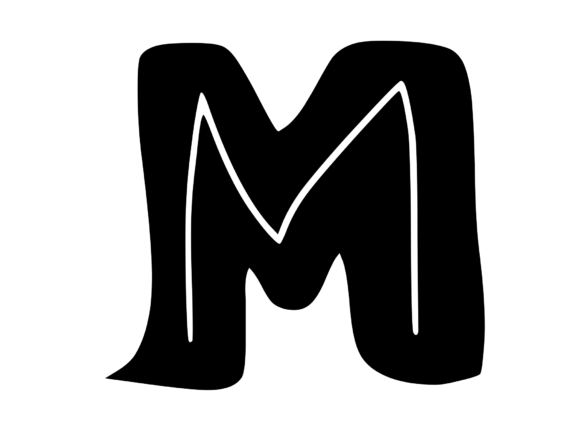 Funky Bold Skeleton Letter M: Graphics for Crafts