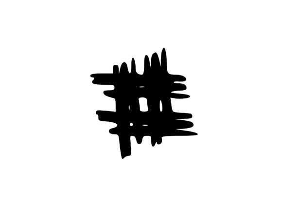 Old Brush Stroked Mono Symbol Hashtag Graphics for Crafts
